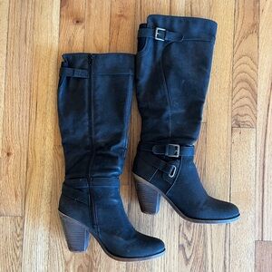 Fergie Black Heeled Ankle Boots